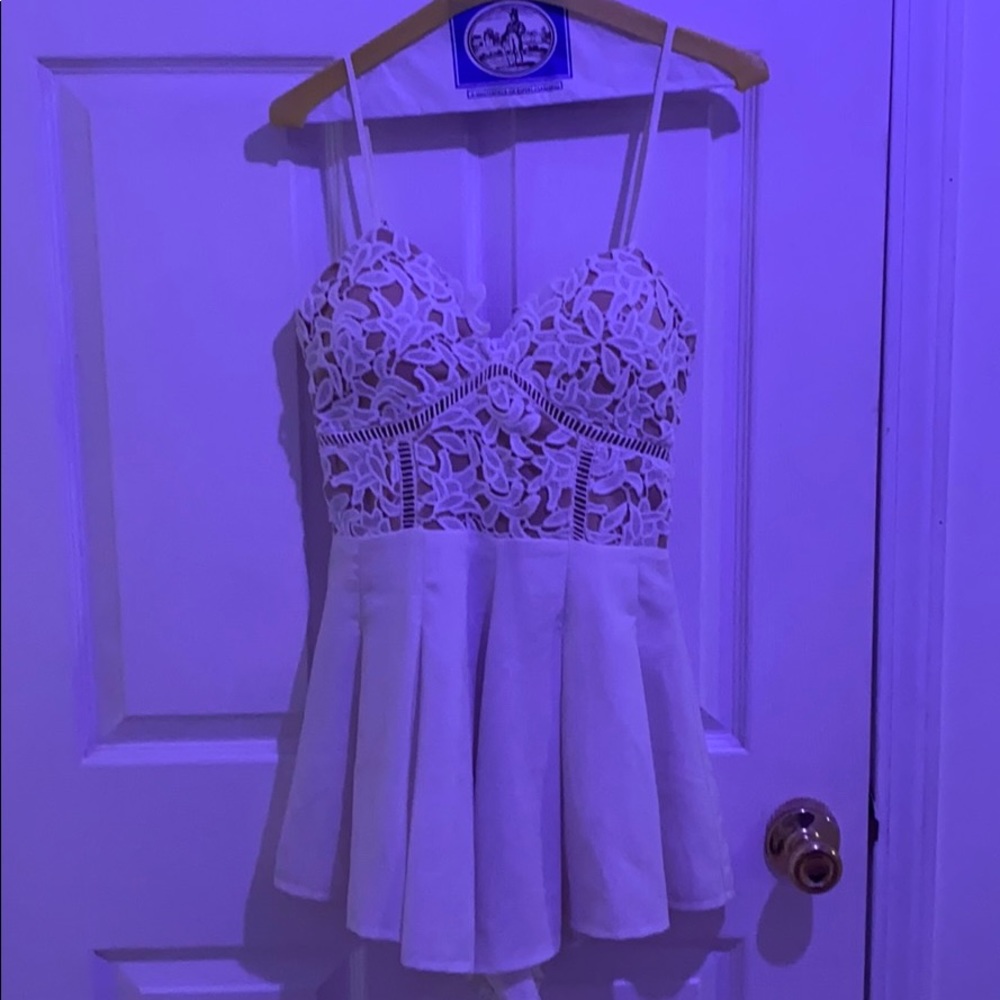 Womens white lace formal romper